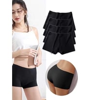 4 Adet Kadın Dikişsiz Görünmez İz Yapmaz Mini Şort Boxer Siyah