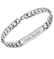 Kişiye Özel İsim Yazılan Figaro Unisex Çelik Bileklik ack06ic