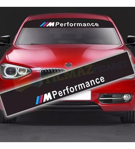 Bmw M Power Performance Ön Arka Cam Güneşlik Oto Sticker 1 Adet 130 x 20 Cm