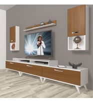 Decoraktiv Ekoflex 270DA Mdf Retro Tv Ünitesi Tv Sehpası - Beyaz Ceviz (Beyaz - Ceviz)