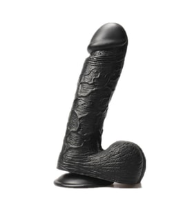 LilituShop 24 cm Dev Boy Realistik Vantuzlu Siyahi Dildo Penis
