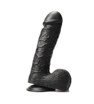 LilituShop 24 cm Dev Boy Realistik Vantuzlu Siyahi Dildo Penis