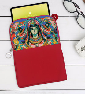 BK Gift Modern Soyut Tasarımlı Taşınabilir Koruyucu Tablet Kılıfı & Organizer Çanta - Kırmızı-3