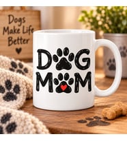 Dog Mom Pati İzli Baskılı Kupa – Köpek Annesine Hediye