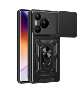Huawei Pura 70 5G Uyumlu Kılıf Magnetik Standlı Kamera Korumalı Zore Sürgülü Vega Kapak