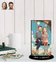Kişiye Özel Sevgililer Günü Karikatür Ahşap Biblo Model 56