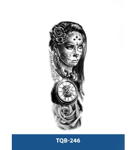 TQB-246 KADIN VE SAAT DESEN GEÇİCİ KOL DÖVMESİ-TATTO