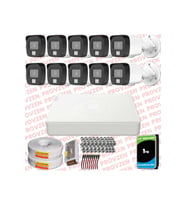 Provzen Hikvision 10 Kamera Hibrit ColorVu Full HD Güvenlik Kamera Olay Anında bildirim