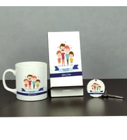 Babalar Günü Hediyesi Üçlü Set (Kupa + Telefon Standı + Anahtarlık)