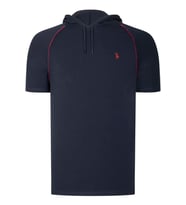 T8570 DEWBERRY KAPŞONLU ERKEK T-SHIRT-DÜZ LACİVERT