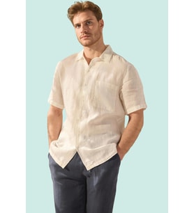 Erkek Keten Gömlek Kısa Kollu Regular Fit Günlük Kullanım Hafta Sonu Yaz Aylarının Vazgeçilmezi (Beyaz)