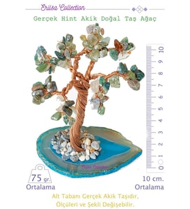 Sertifikalı Gerçek Hint Yosunlu Akik Doğal Taşı Ağaç - Akik Plakalı