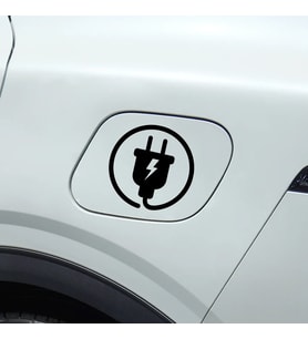Elektirikli Araç Uyarı Sarj Logosu Araba Sticker Etiket 14CM Siyah Renk