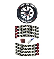 Dunlop Otomobil Motosiklet 3D Araç Lastik Jant Yazısı Arma Sticker Şerit  Kırmızı - Beyaz _ 8'Li Set