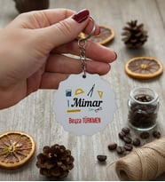 Kişiye Özel Mimar Anahtarlık  Hediyesi (Bej)