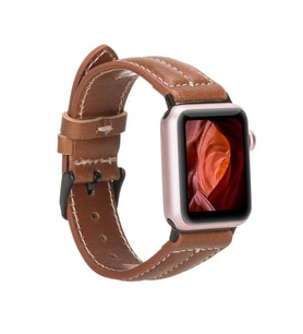 Apple Watch Uyumlu Deri Kordon 42-44-45mm NM3-AS2 Taba