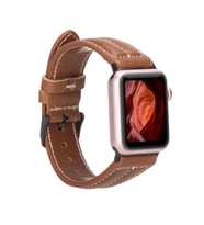 Apple Watch Uyumlu Deri Kordon 42-44-45mm NM3-AS2 Taba