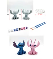 GUEN Stitch ve Angel 3D Boyama Seti (8 Boya, 2 Fırça, 2 Palet) Komple Hediye