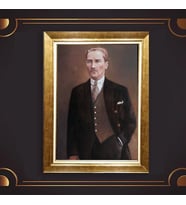 Özel Seri Paspartulu Çerçeveli Atatürk Tablo l180 (Gold)