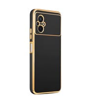 Xiaomi Poco M5 Kılıf Zore Bark Kenarları Altın Renk Kılıf (Siyah)