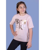 Toontoy Kız Çocuk Yazı Baskılı Tişört (Pudra)