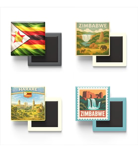 Buzdolap Magnetleri - Zimbabve Harare - Zimbabwe - 4'lü Set Magneti
