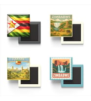 Buzdolap Magnetleri - Zimbabve Harare - Zimbabwe - 4'lü Set Magneti