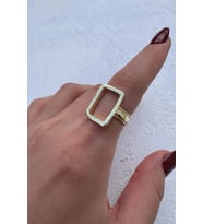 Cilalı Seri Geometrik Çerçeve Ayarlanabilir Kadın Yüzük