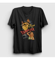 Presmono Unisex Siyah Vampurr Vampir Hediye Kedi Kedili T-Shirt 483048tt