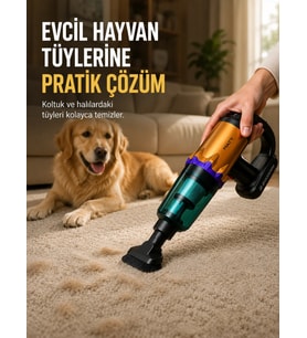 Yüksek Çekiş Gücüne Sahip Şarjlı El Süpürgesi Araç ve Ev Kullanımına Uygun