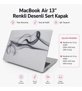 MacBook Air 13 inç Kılıf Uyumlu A1369 A1466 Renkli Boya Desenli İnce Sert Kapak Darbe Çizilme Koruma Hard Case Mat Yüzey Gri