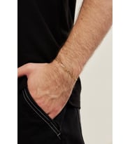18K Altın Kaplama 3mm Barlı 925 Ayar Gümüş Erkek Zincir Bileklik VEB5290