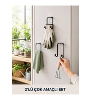3 Adet Yapışkanlı Askılık Çok Amaçlı Ev Düzenleme Seti