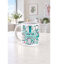 Kişiye Özel Doktor Meslek Turkuaz Yazılı Baskılı Beyaz Kupa - Doktora Hediye Bardak Fincan Mug