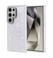 Galaxy S24 Ultra Kılıf Taşlı Tasarımlı Kapi Kılıf (Gümüş)