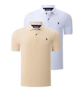 İKİLİ SET T8561 DEWBERRY ERKEK TSHIRT-BEYAZ-BEJ (Karışık)