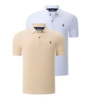 İKİLİ SET T8561 DEWBERRY ERKEK TSHIRT-BEYAZ-BEJ (Karışık)