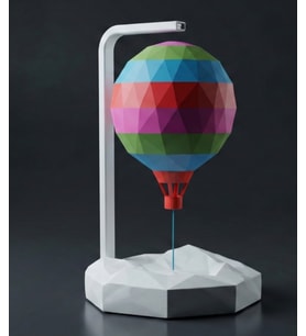 Tensegrity Havada Asılı Sıcak Hava Balonu - Fizik Temalı 3D Yazıcı Dekoratif Obje - Çok Renkli Geometrik Masaüstü Aksesuarı