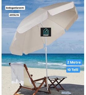 Krem  Bej Güneş Plaj Şemsiyesi  2 Metre 10 Telli