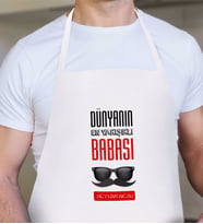 BK Gift Kişiye Özel Dünyanın En Yakışıklı Babası Tasarımlı Beyaz Mutfak Önlüğü-2