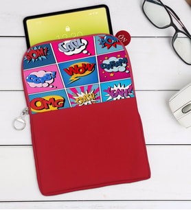 BK Gift Pop Art Tasarımlı Taşınabilir Koruyucu Tablet Kılıfı & Organizer Çanta - Kırmızı-12