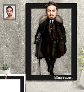 Kişiye Özel Kabadayı Karikatürlü  3D Ahşap Tablo 30x47 Bay-3