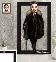 Kişiye Özel Kabadayı Karikatürlü  3D Ahşap Tablo 30x47 Bay-3