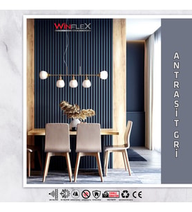 WİNPANEL Dekoratif Ahşap Duvar Paneli – ANTRASİT (60X240CM).
