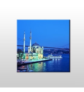 İstanbul Köprü Ve Camii Kanvas Tablo 90x90cm (Karışık)