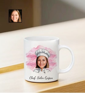 Kişiye Özel İsimli Chef Temalı Karikatürlü Kupa Bardak