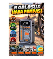 150 PSI Kablosuz Hava Pompası – 6000 mAh Şarjlı, LED Ekranlı ve Otomatik Kapanmalı