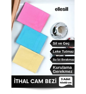 İthal 3’lü Cam Bezi, Temizlik Bezi, Kurulama Bezi, Mikrofiber Bez - 40x60cm Renkli Bez