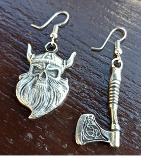 Vikingli ve Balta Şekilli Kadın Küpe Çift Adet Gümüş Kaplama El Yapımı Küpe