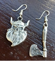 Vikingli ve Balta Şekilli Kadın Küpe Çift Adet Gümüş Kaplama El Yapımı Küpe